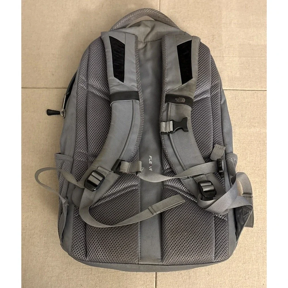 North Face Recon Backpack Gray with Petillo Corp Logo 17x12, Looks Unused